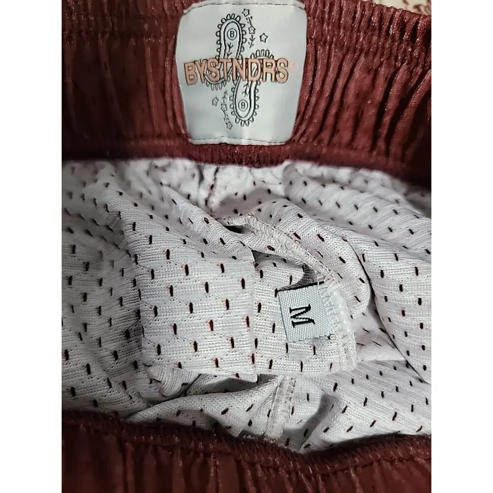 BYSTNDRS Mesh Shorts Burn In‎ Silence Burgundy/Beige Mens Medium Street Wear EUC